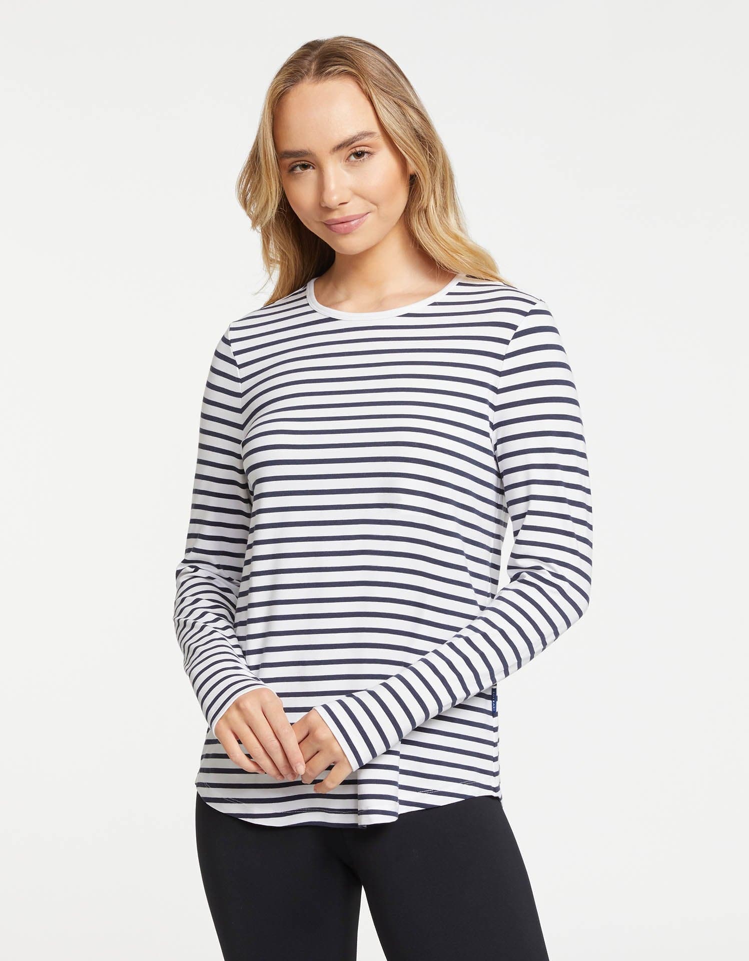 Striped Loose Fit Long Sleeve Swing Top UPF 50+ - Solbari USA