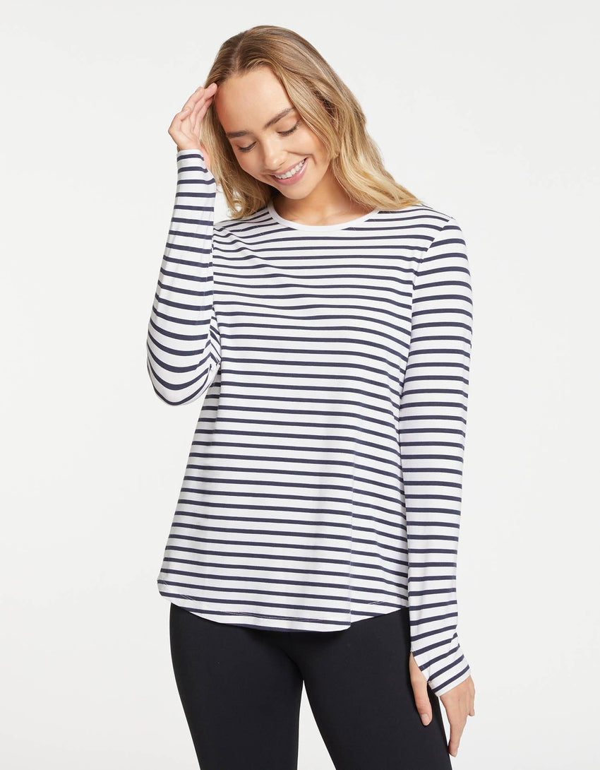 Striped Loose Fit Long Sleeve Swing Women's UPF50+ Sun Protective Top