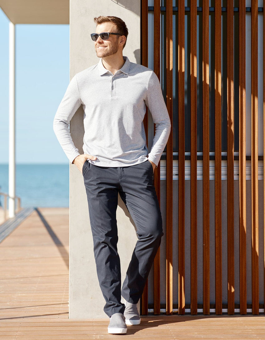 Sun Protective Long Sleeve Polo Shirt For Men UPF 50+ | UV Protection