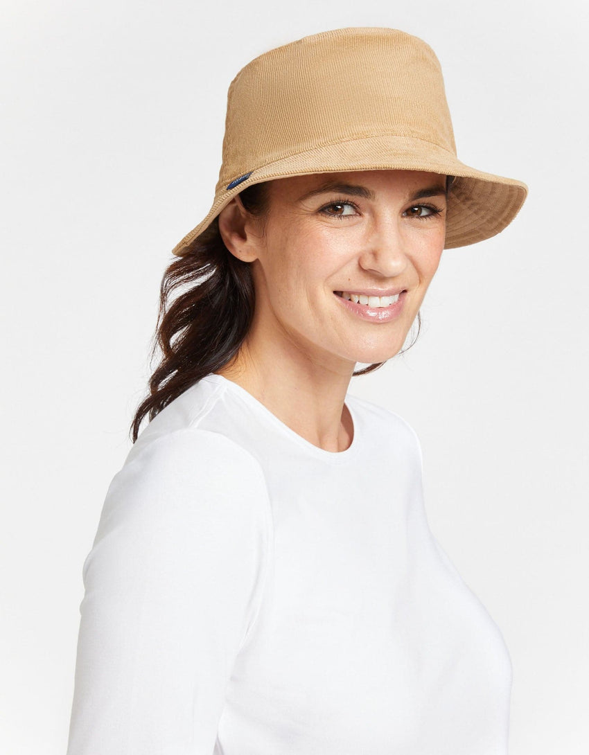 UPF50+ Corduroy Reversible Bucket Hat for Women