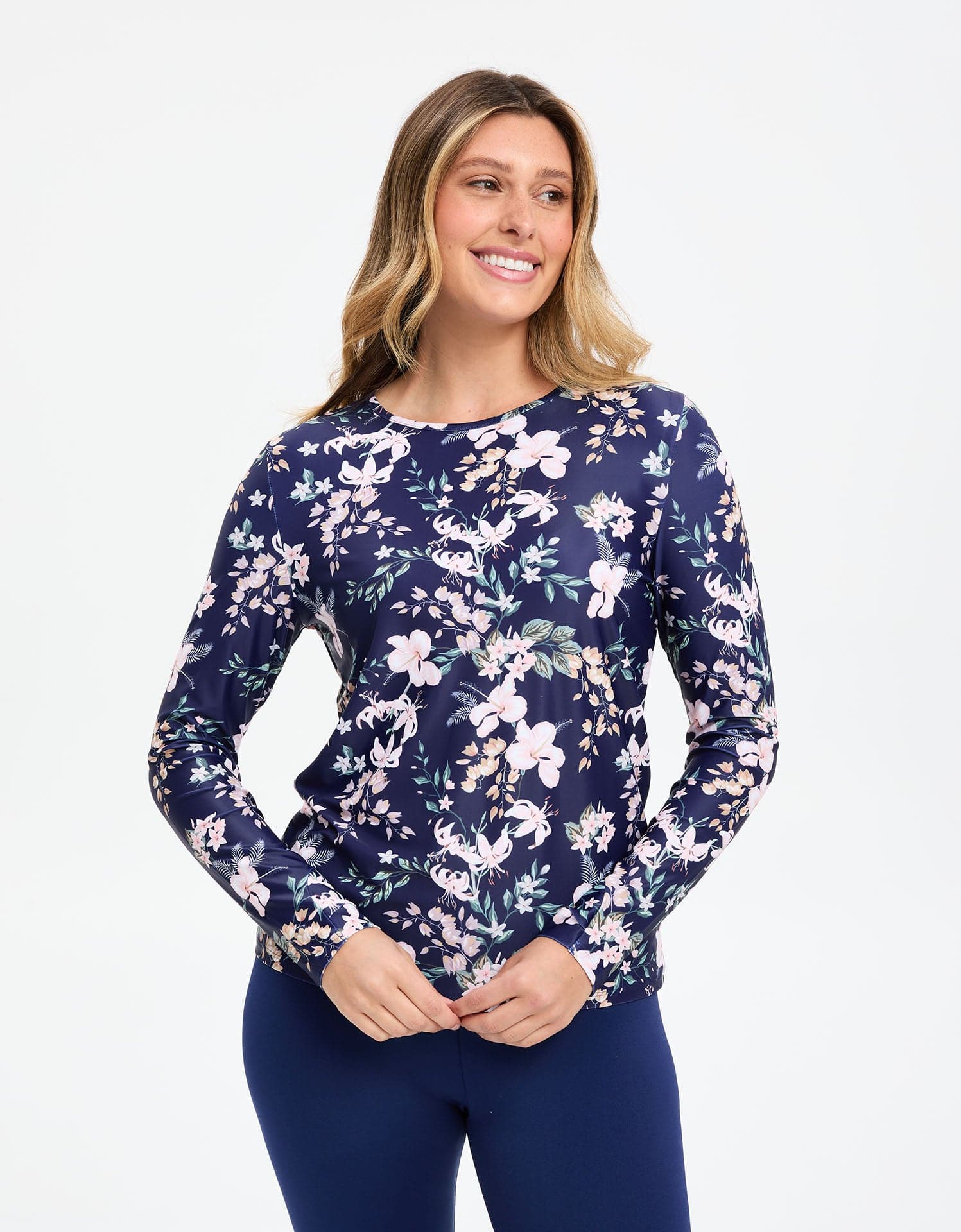 Long Sleeve Printed Swim Top UPF 50+ - Solbari USA