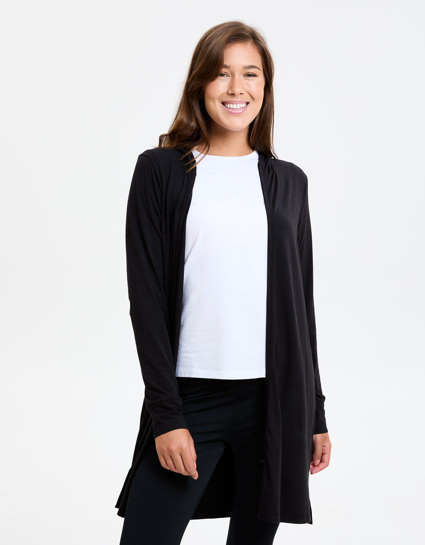 Luxe Hooded Long Zip Jacket UPF50 UV protection Clothing | Solbari USA