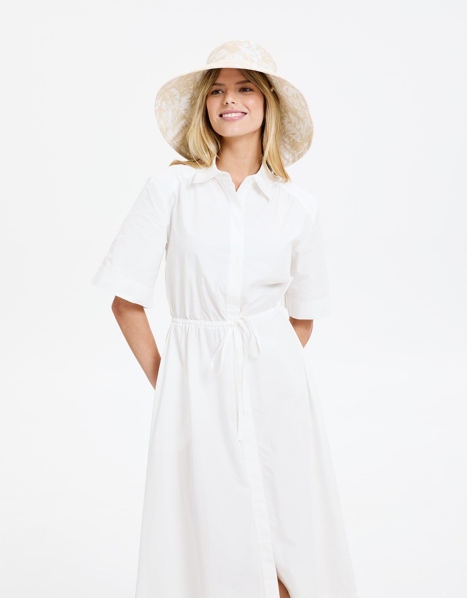 Women's Wide Brim Sun Hat | Ultra Wide Tropical Print Sun Hat UPF50+ Beige Floral