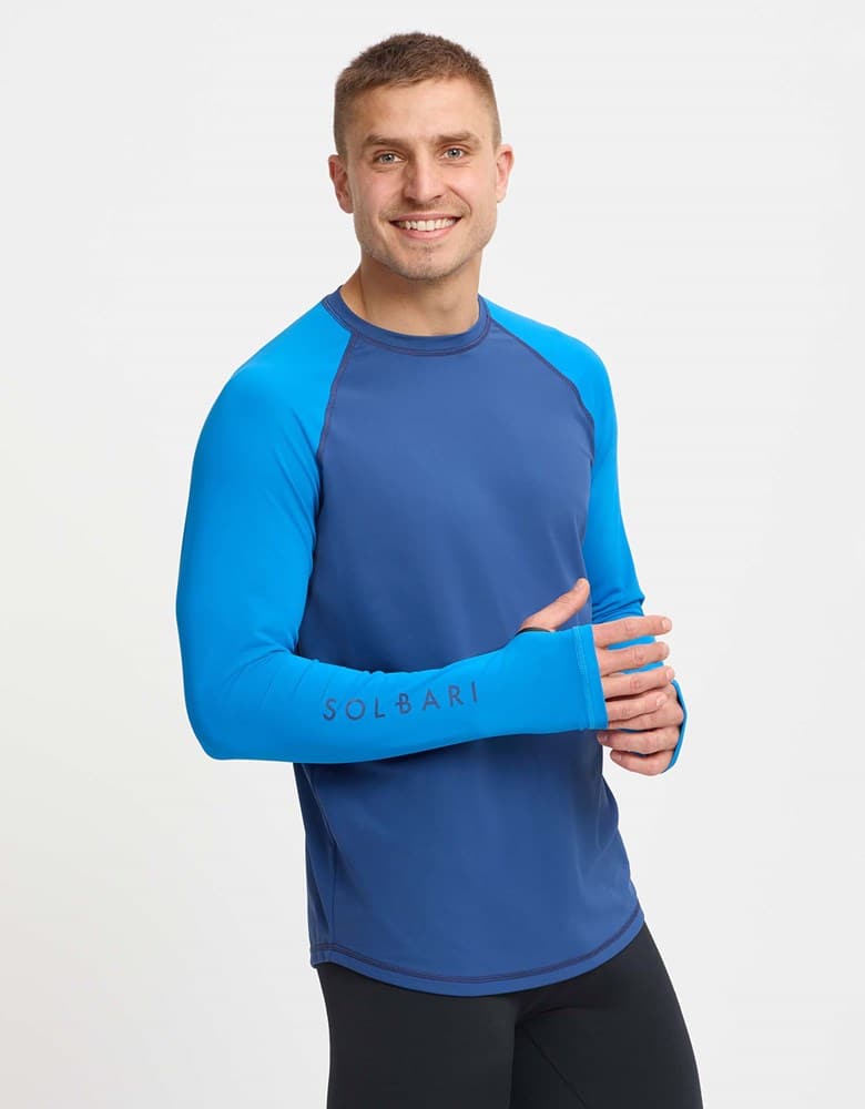 Sun Protective Color Block Mens Long Sleeve Rashguard UPF 50+ Swimwear